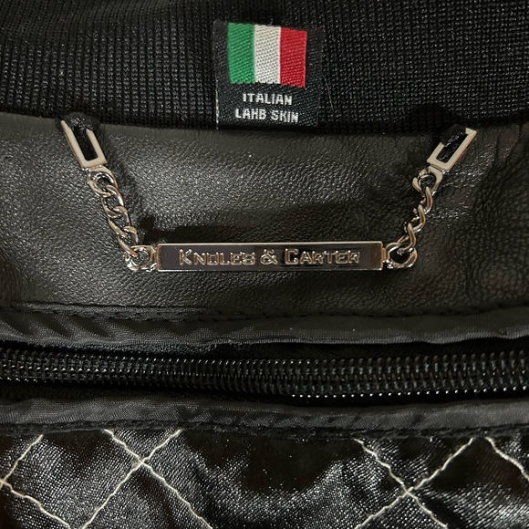 Knoles & Carter Italian lamp skin leather bomber jacket removable inner liner - Picture 8 of 15